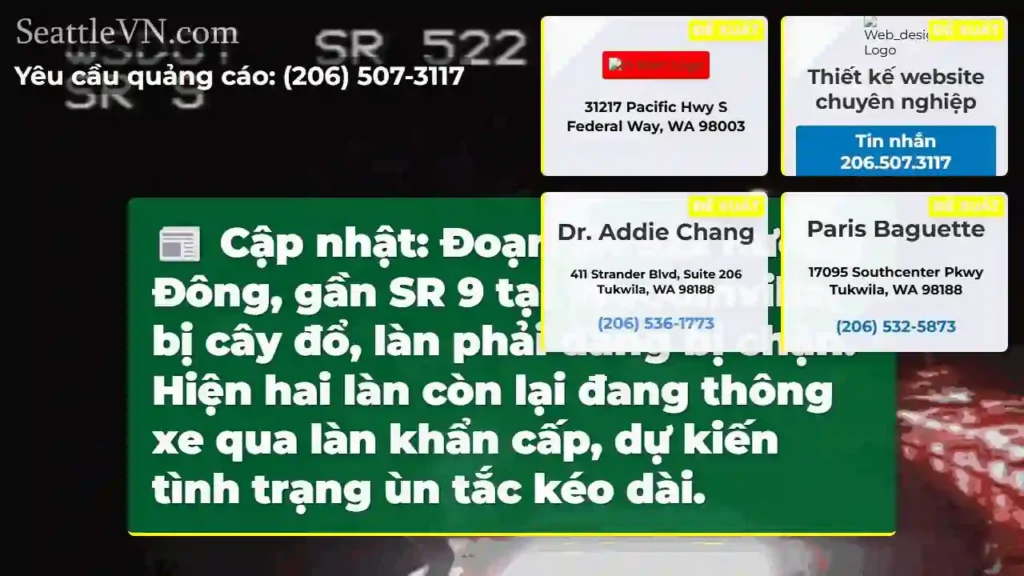 SR 522: Cây đổ, làn phải chặn!