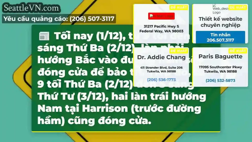 Đóng đường hầm! Lưu ý giờ nhé!