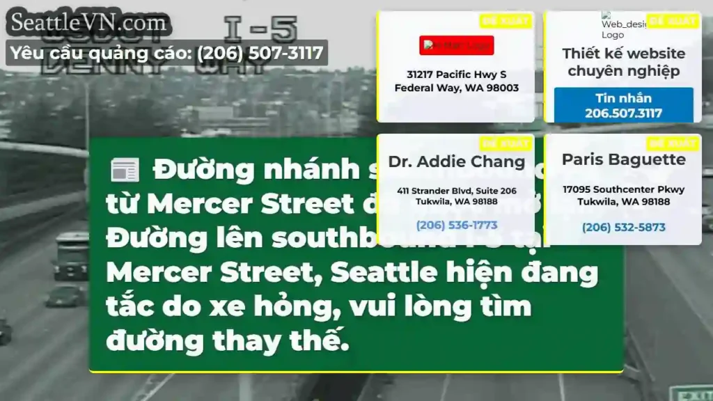 I-5 Nam: Mercer mở lại! Tắc đường.