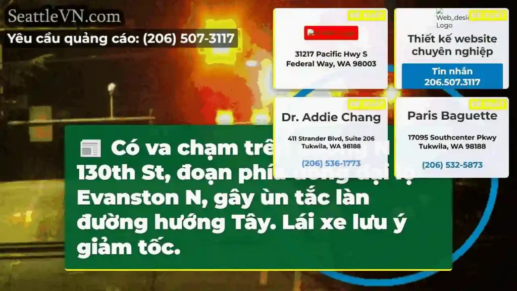 N 130th St: Va chạm, ùn tắc hướng Tây!