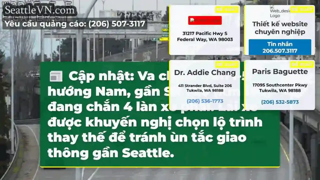 Cháy xe I-5! 4 làn xe bị chặn.
