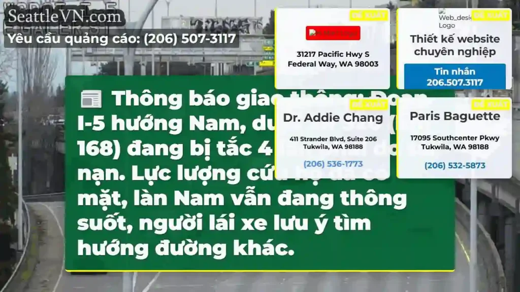 Cháy làn I-5 Nam! Tìm đường khác.