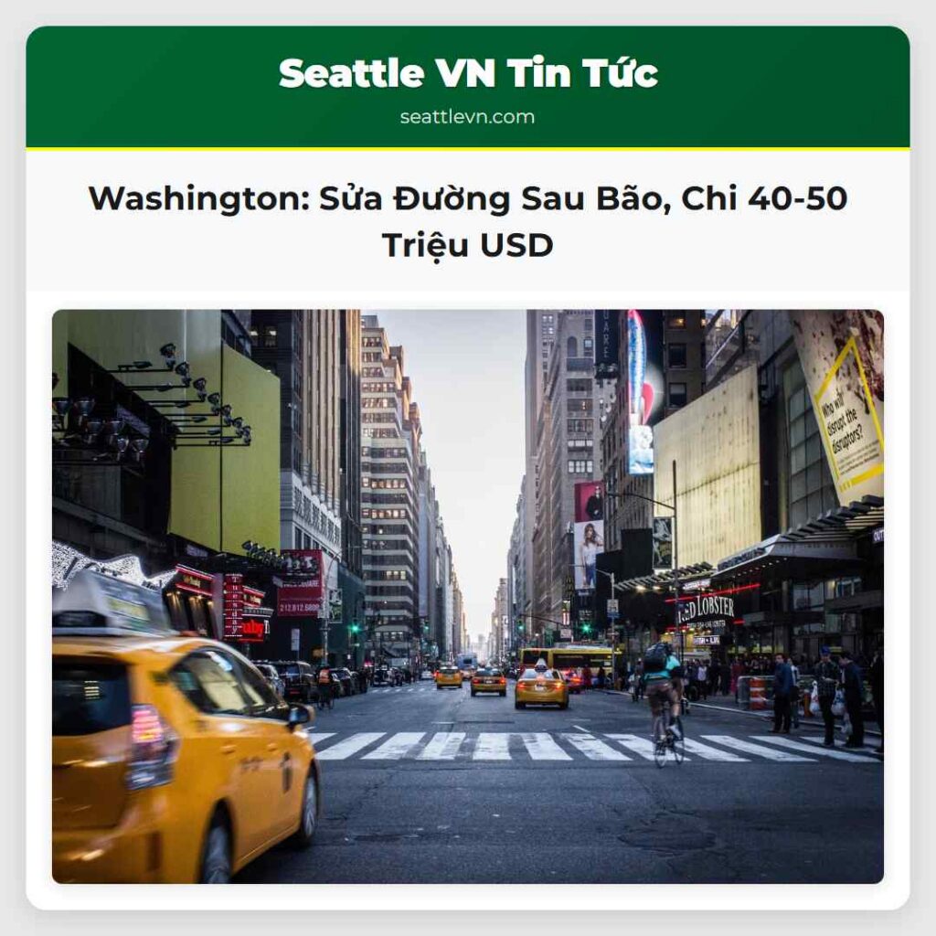 Washington: Sửa Đường Sau Bão, Chi 40-50 Triệu USD