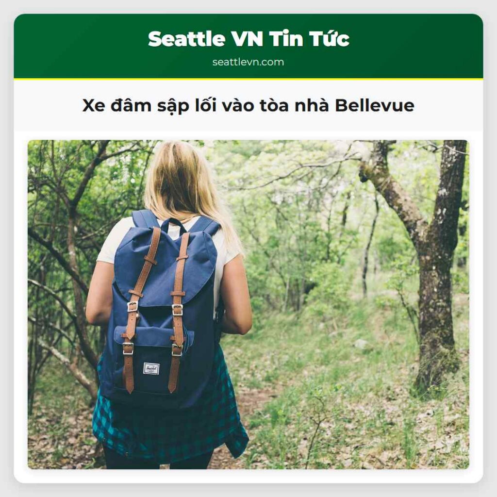 Xe đâm sập lối vào tòa nhà Bellevue