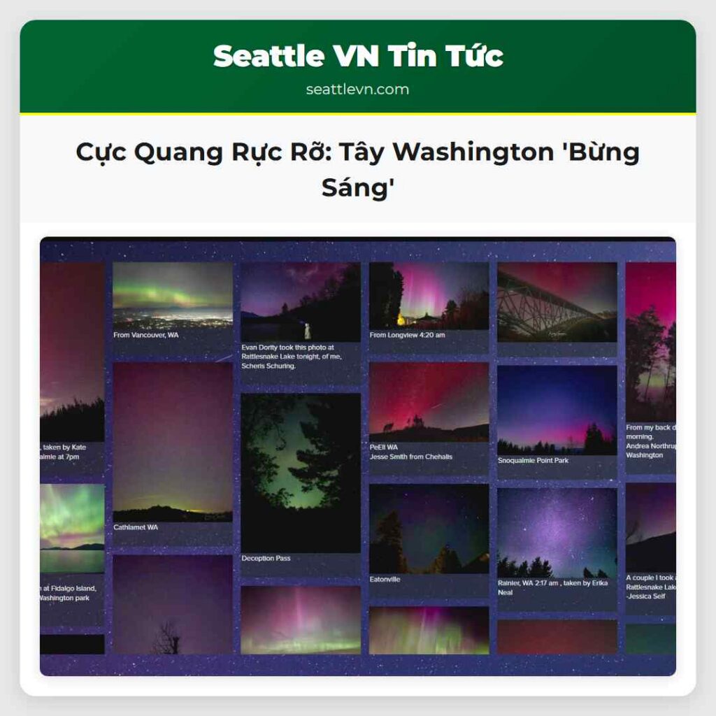 Cực Quang Rực Rỡ: Tây Washington 'Bừng Sáng'