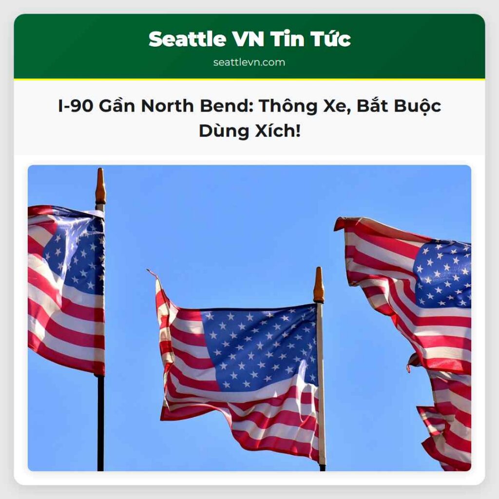 I-90 Gần North Bend: Thông Xe, Bắt Buộc Dùng Xích!