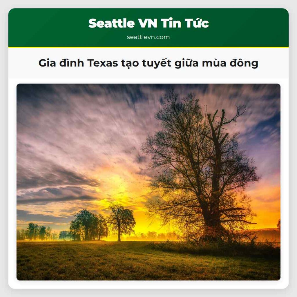 Gia đình Texas tạo tuyết giữa mùa đông