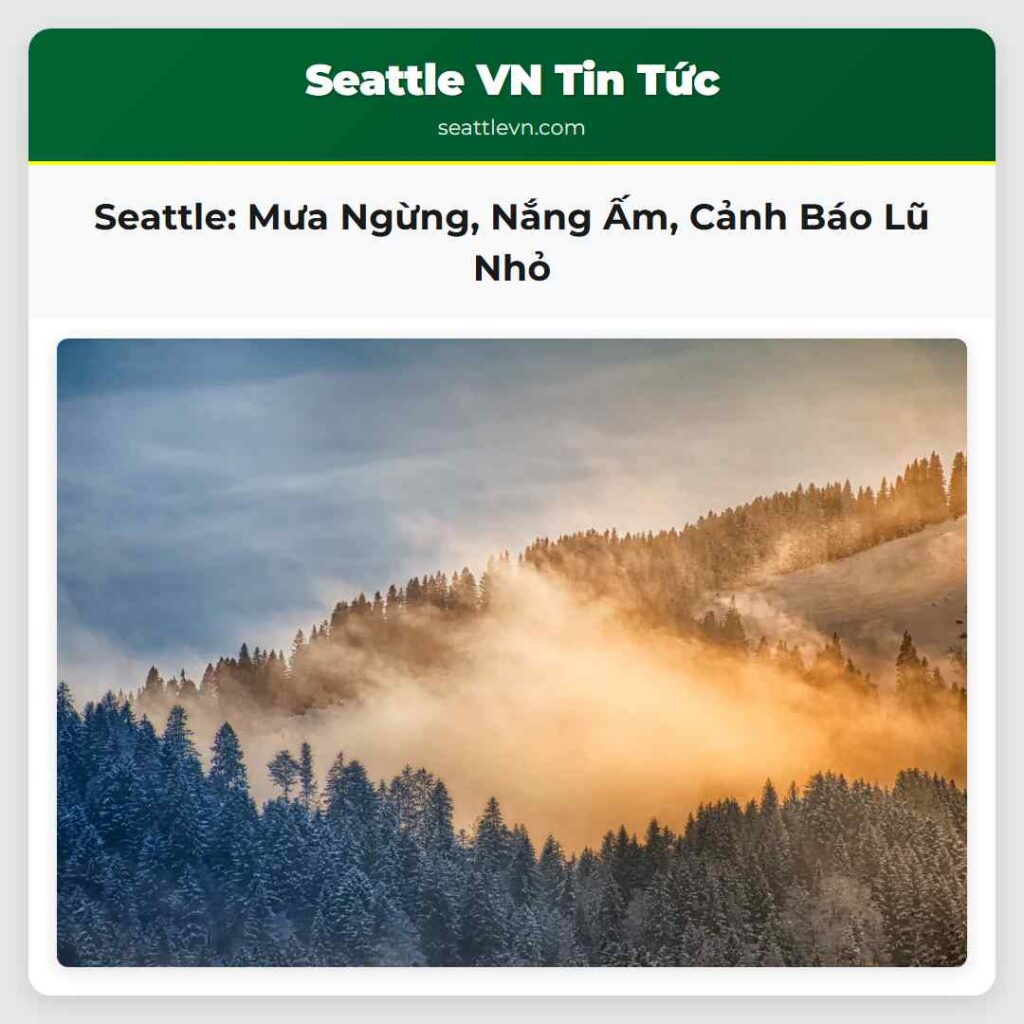 Seattle: Mưa Ngừng, Nắng Ấm, Cảnh Báo Lũ Nhỏ