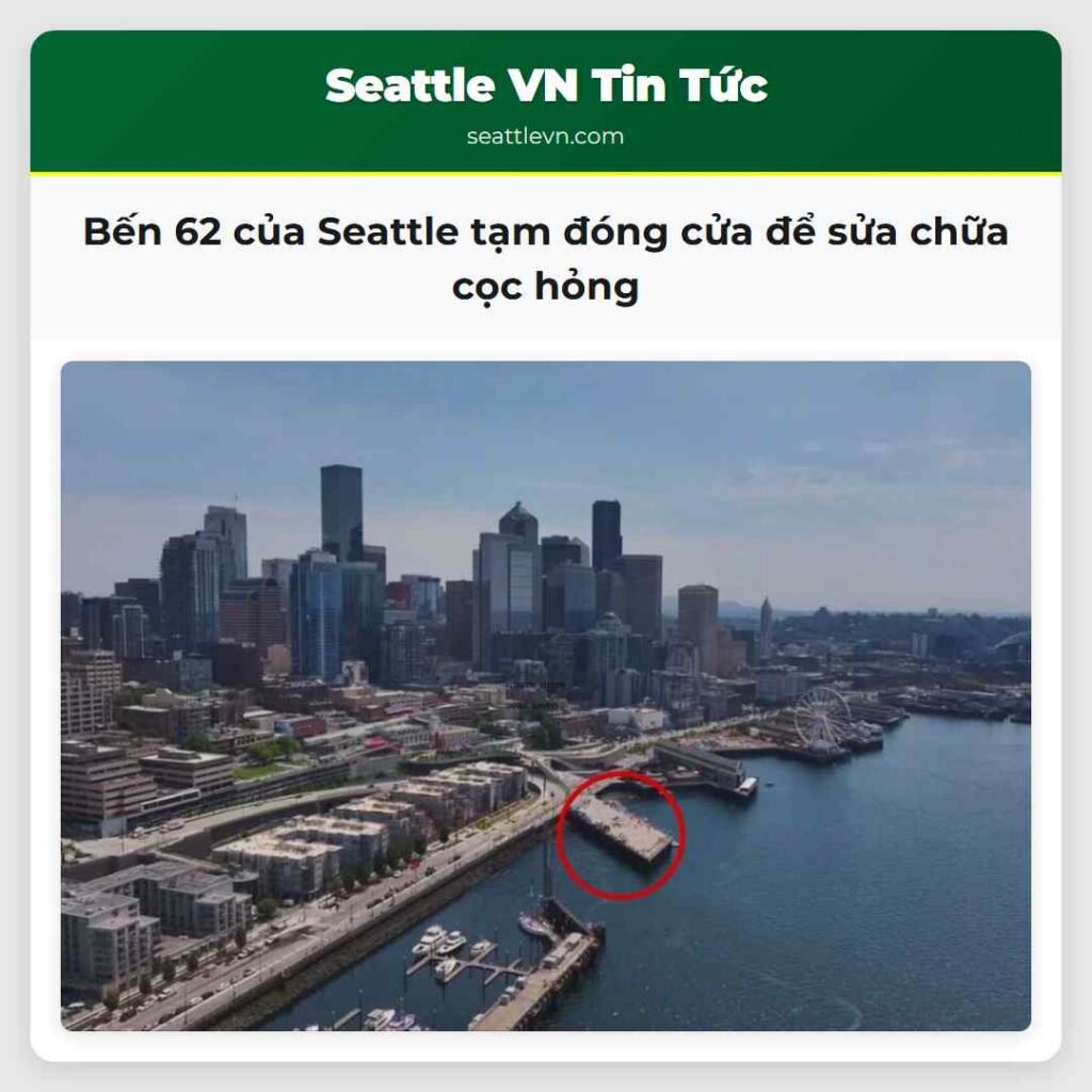 Bến 62 của Seattle tạm đóng cửa để sửa chữa cọc