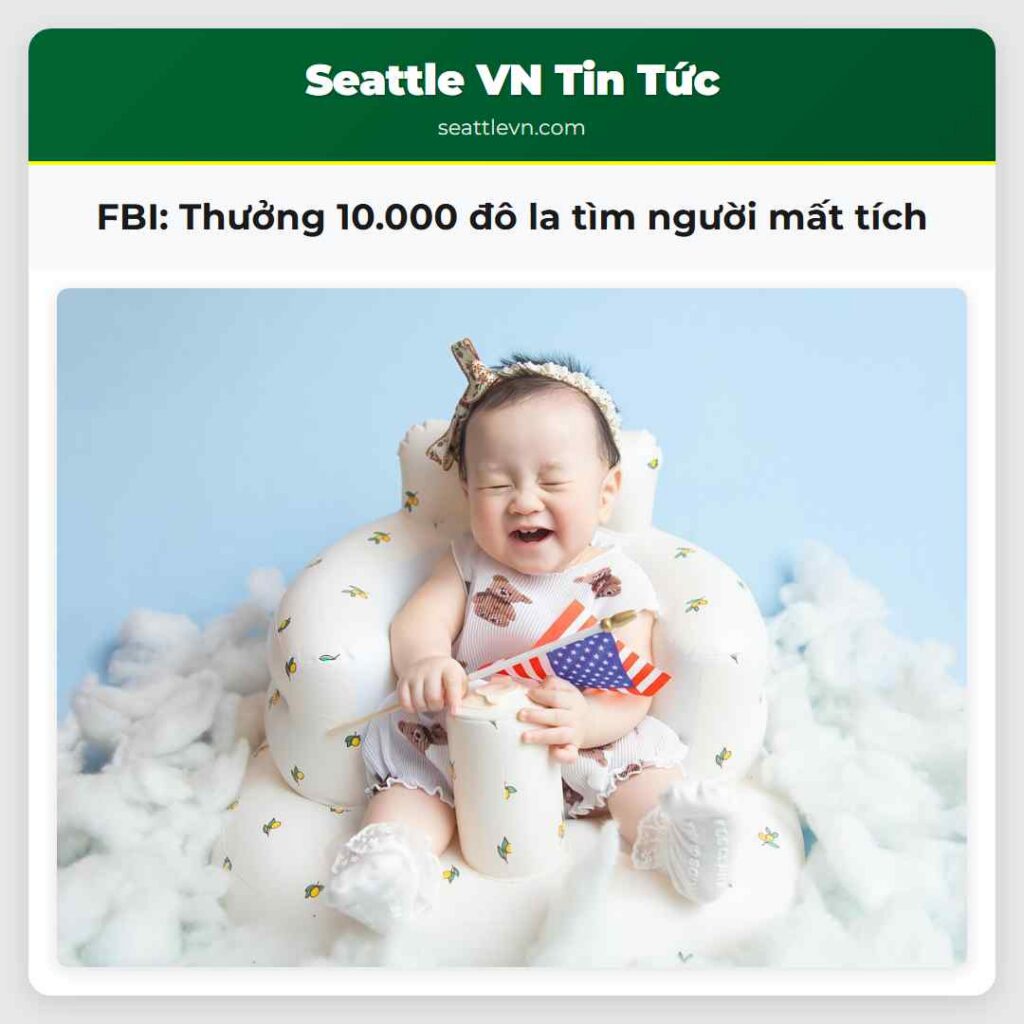 FBI: Thưởng 10.000 đô la tìm người mất tích