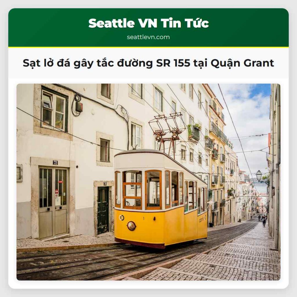 Sạt lở đá gây tắc đường SR 155 tại Quận Grant