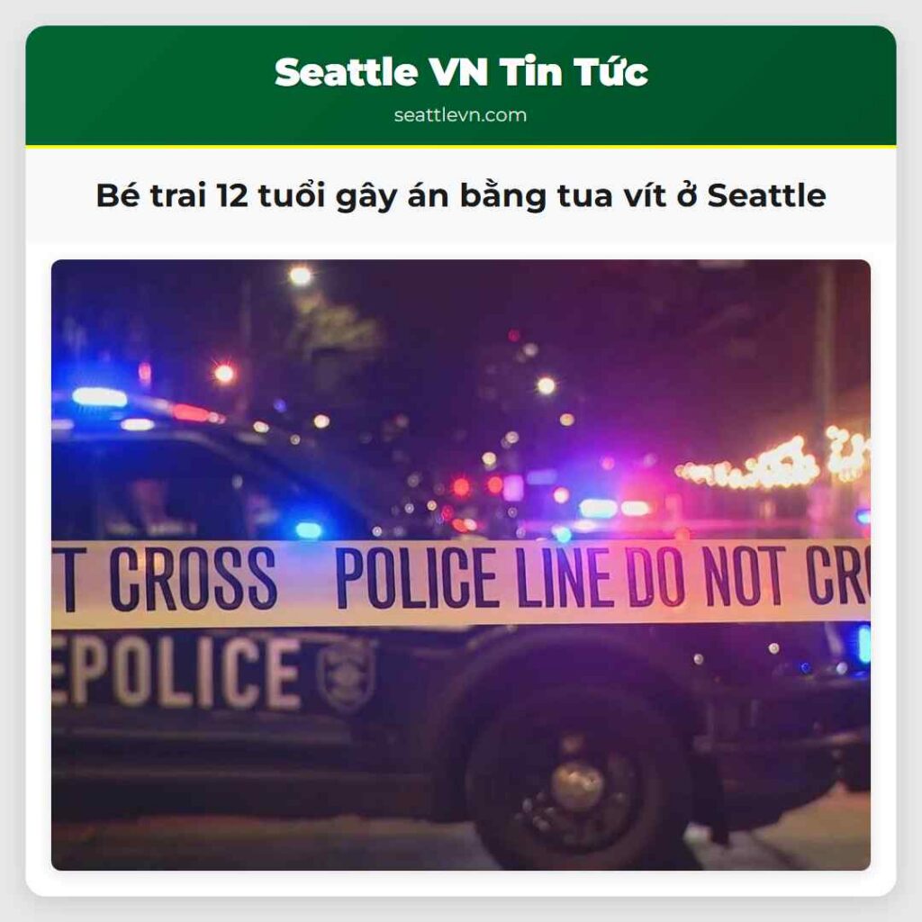 Bé trai 12 tuổi gây án bằng tua vít ở Seattle