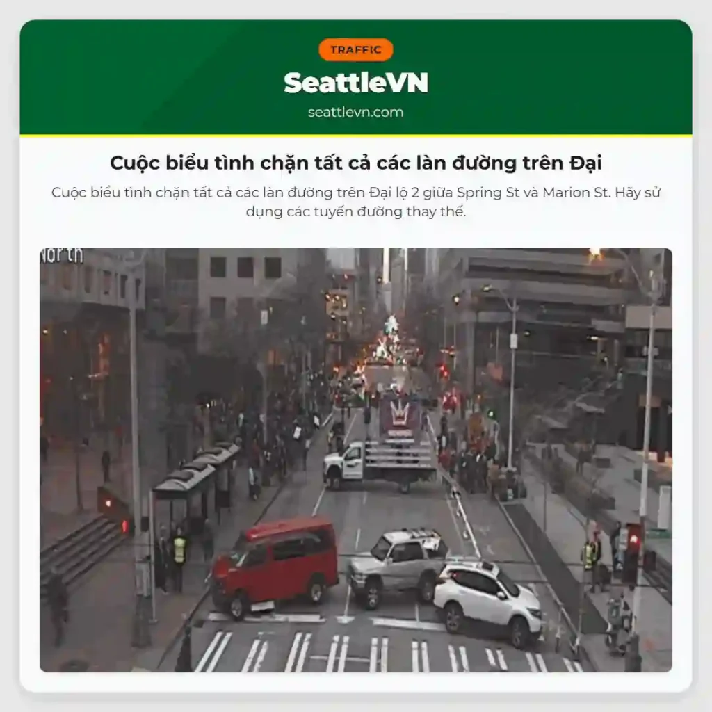 Cuộc biểu tình chặn tất cả các làn đường trên Đại