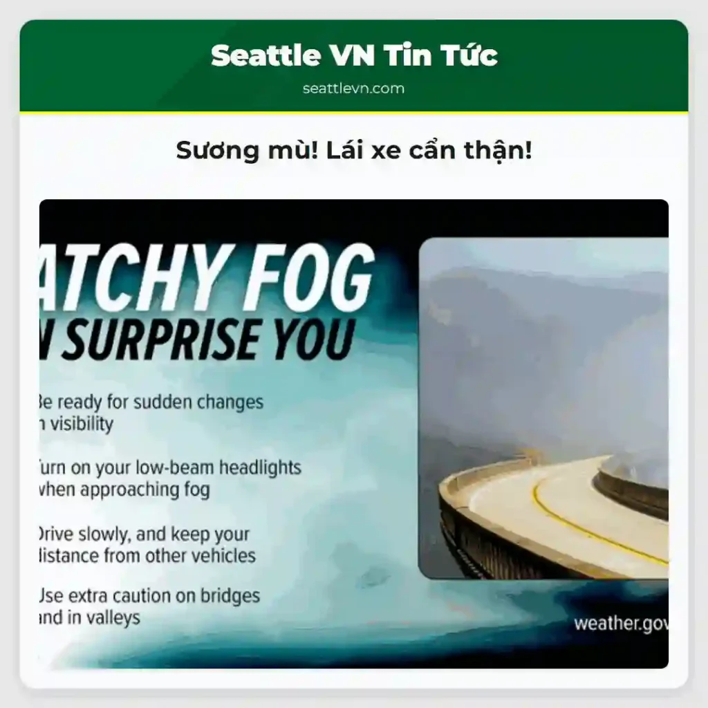 Sương mù! Lái xe cẩn thận!