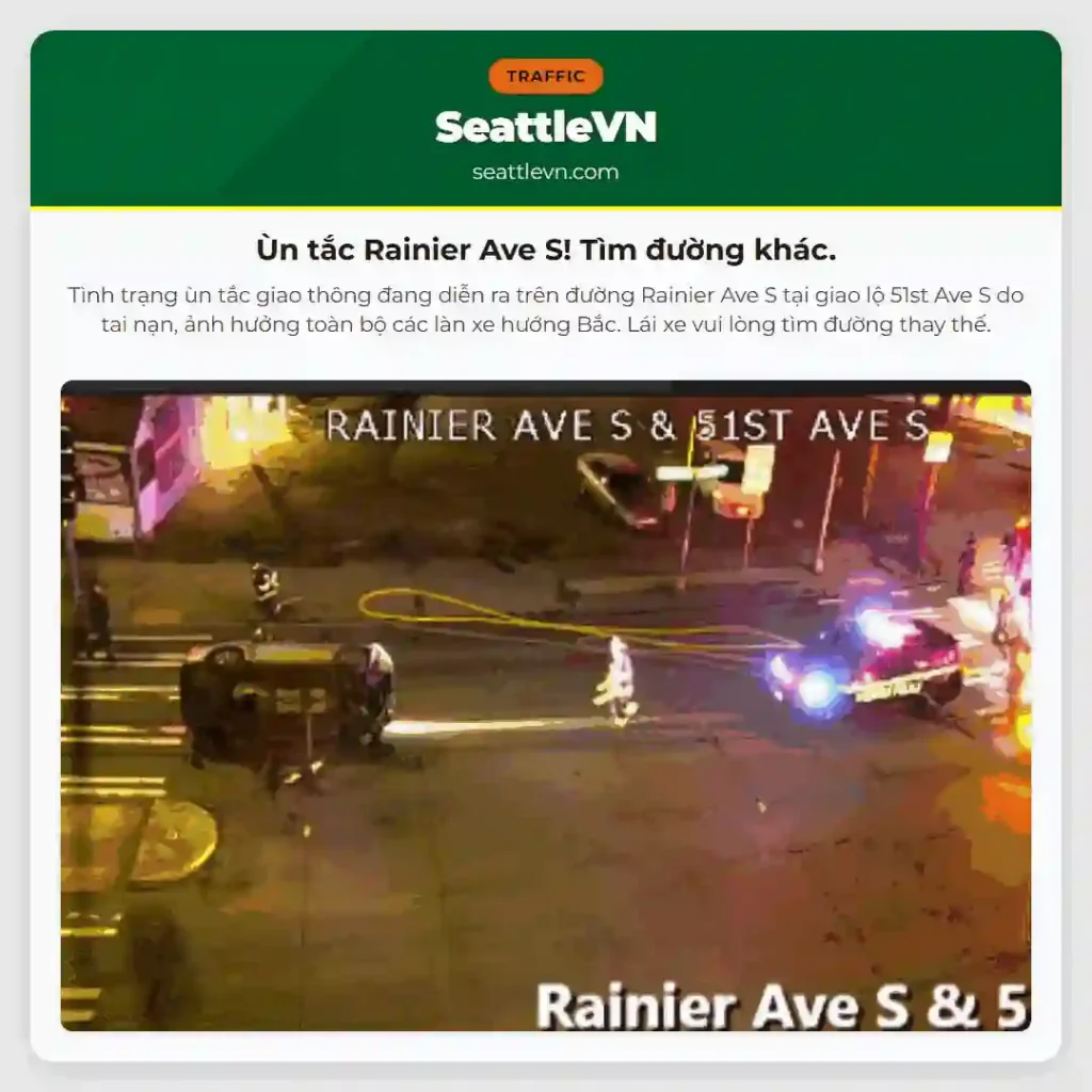 Ùn tắc Rainier Ave S! Tìm đường khác.