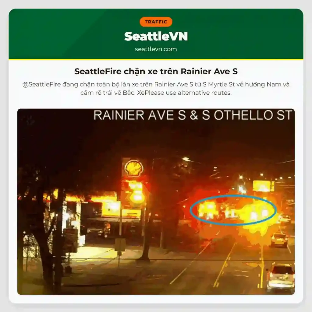 SeattleFire chặn xe trên Rainier Ave S