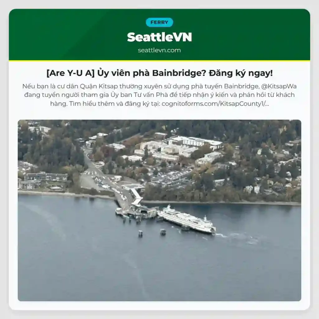 [Are Y-U A] Ủy viên phà Bainbridge? Đăng ký ngay!