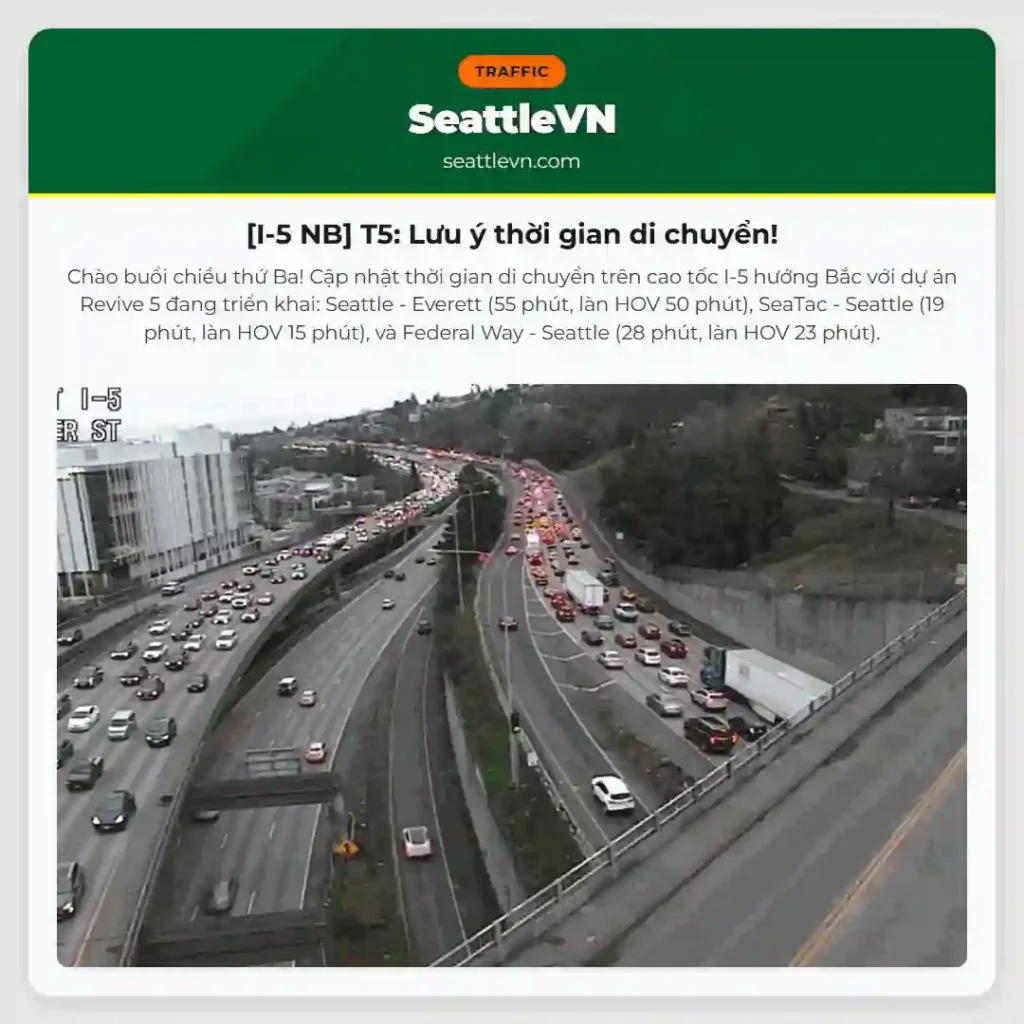 [I-5 NB] T5: Lưu ý thời gian di chuyển!