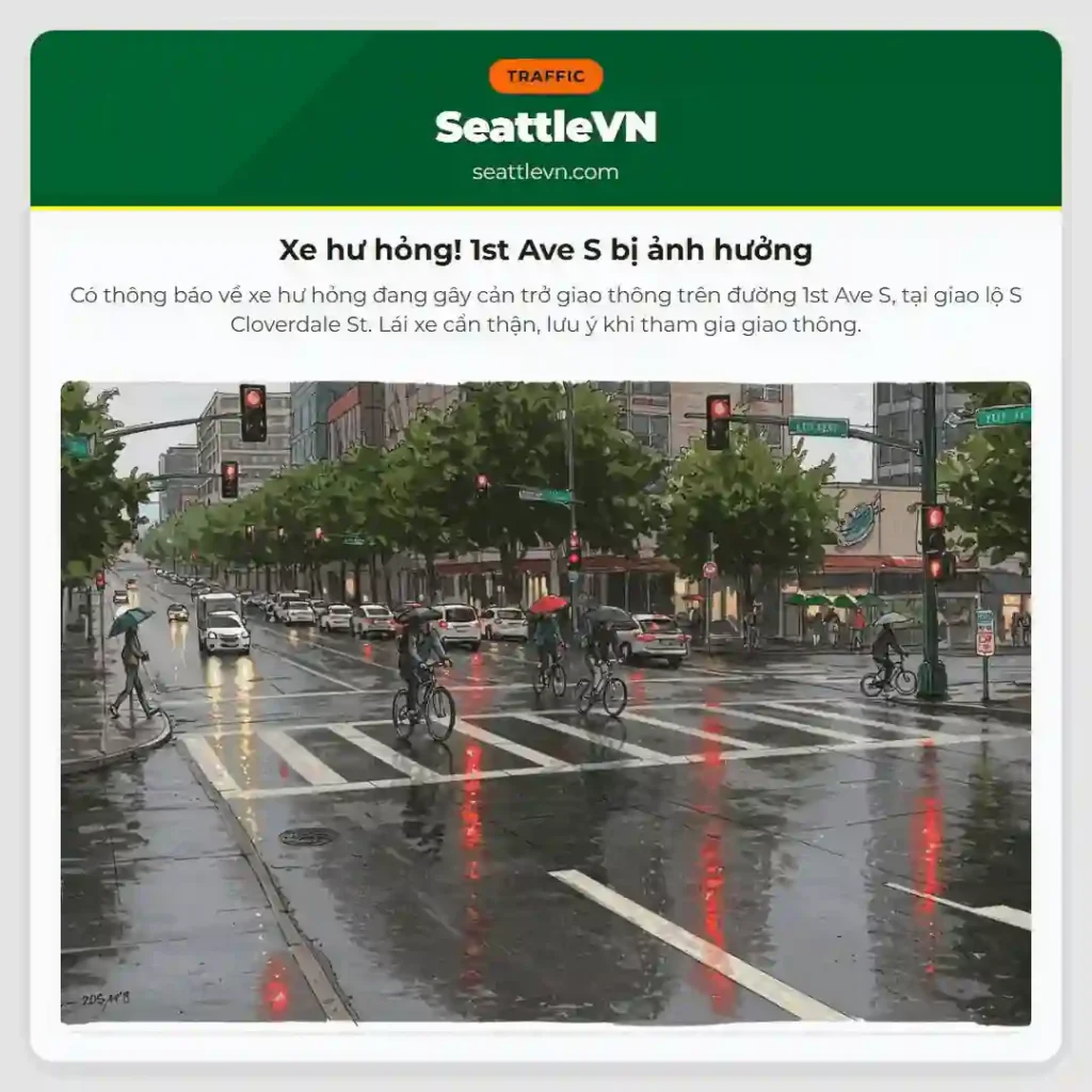 Xe hư hỏng! 1st Ave S bị ảnh hưởng