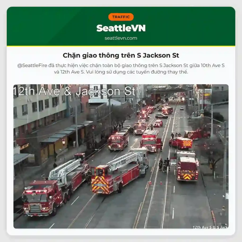 Chặn giao thông trên S Jackson St