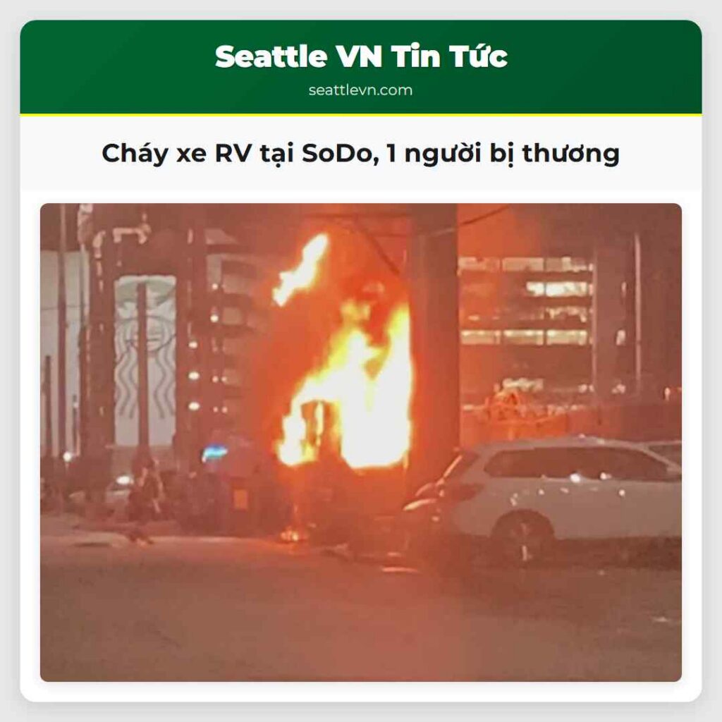 Cháy xe RV tại SoDo, 1 người bị thương