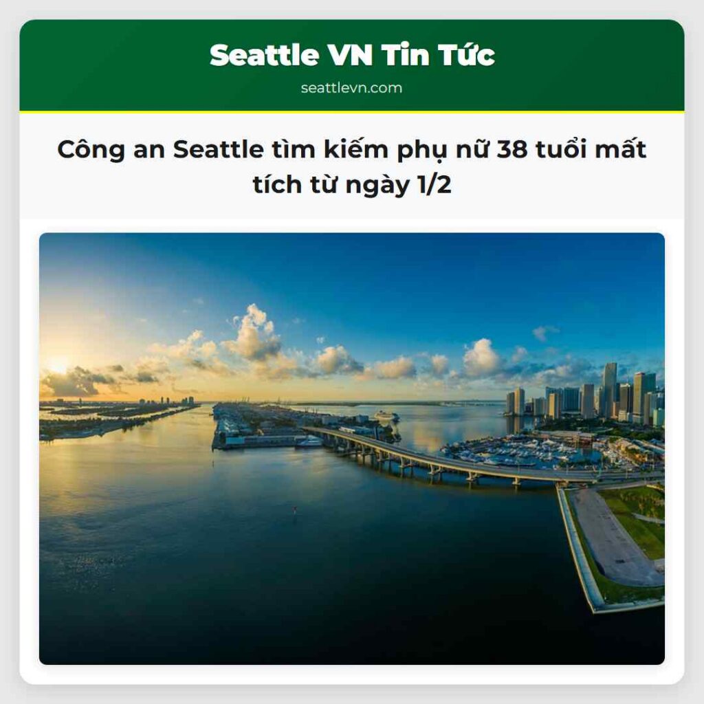 Công an Seattle tìm kiếm phụ nữ 38 tuổi mất tích