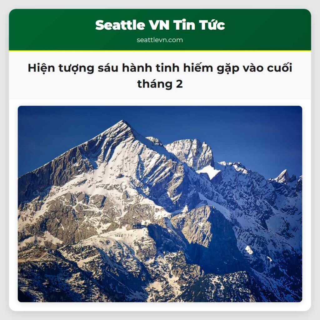 Hiện tượng sáu hành tinh hiếm gặp vào cuối tháng 2