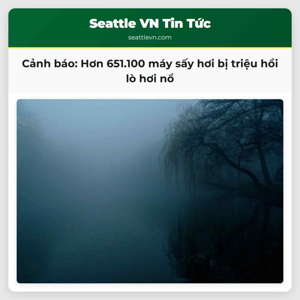 Cảnh báo: Hơn 651.100 máy sấy hơi bị triệu hồi lò