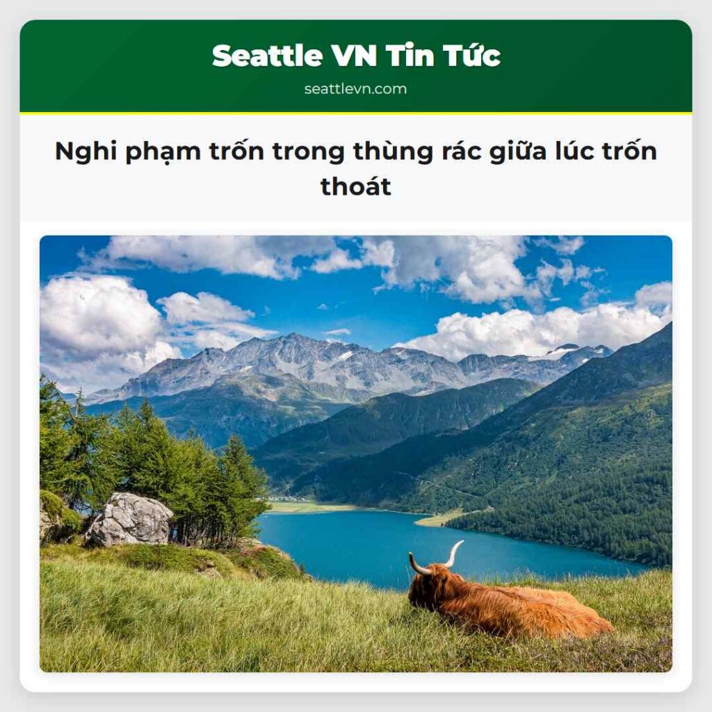 Nghi phạm trốn trong thùng rác giữa lúc trốn thoát