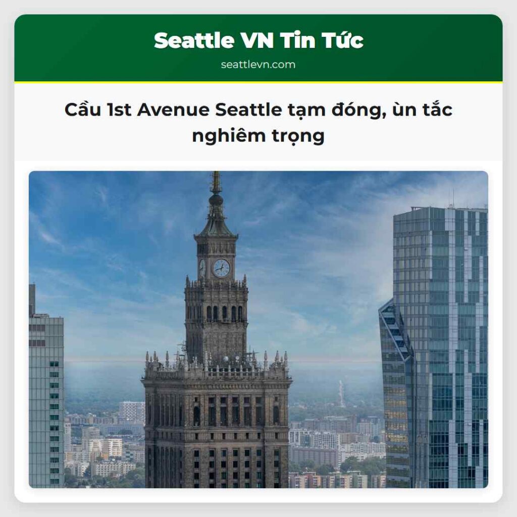 Cầu 1st Avenue Seattle tạm đóng, ùn tắc nghiêm