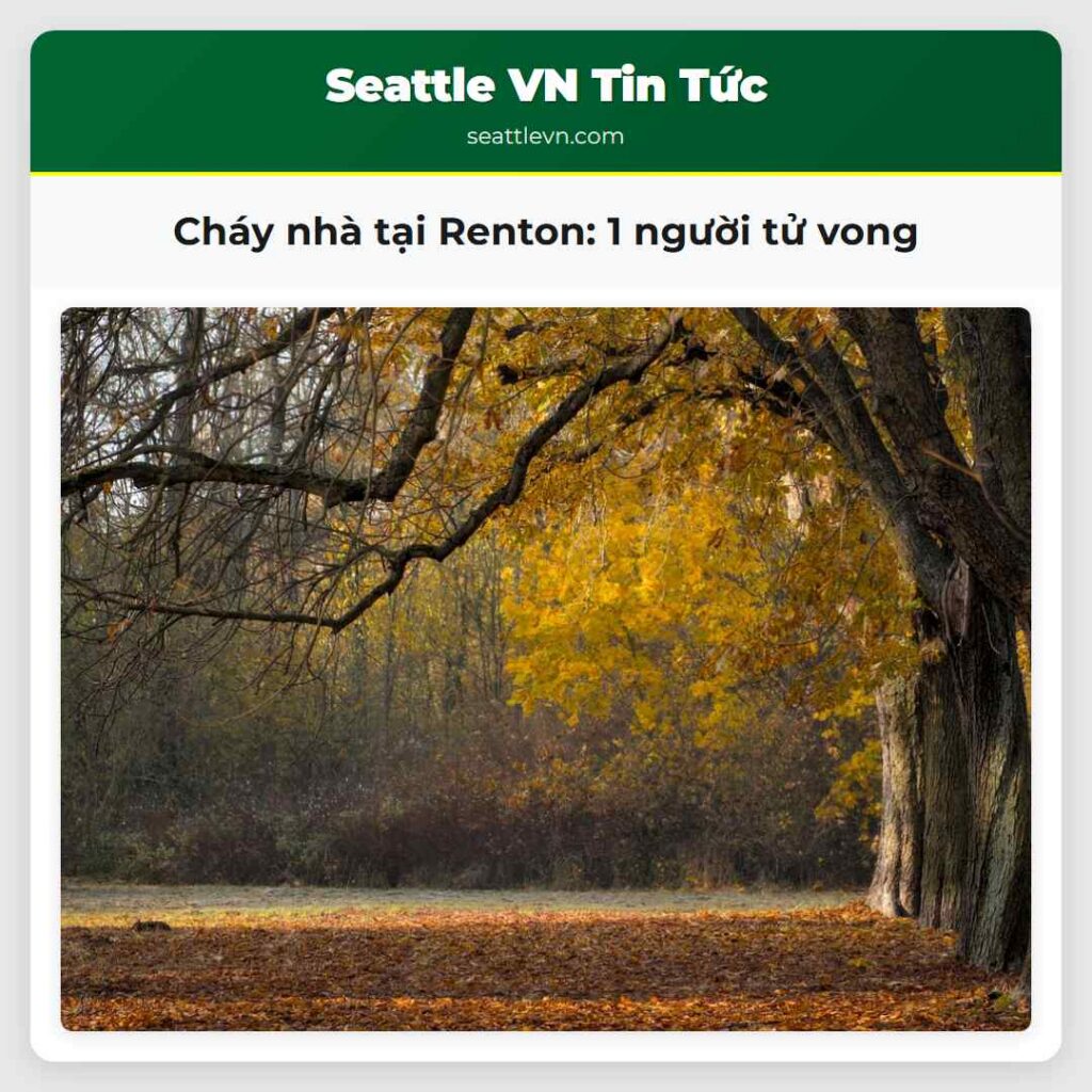 Cháy nhà tại Renton: 1 người tử vong