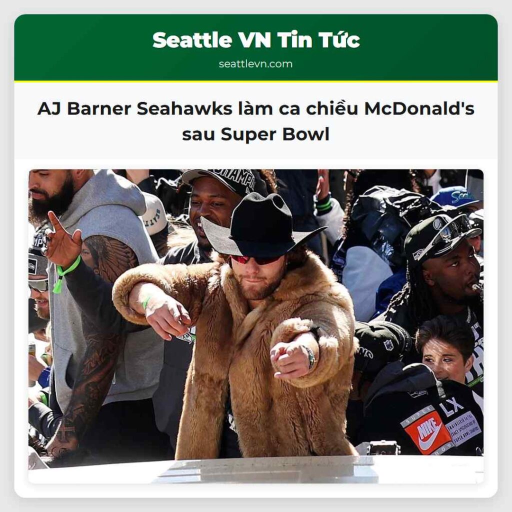 AJ Barner Seahawks làm ca chiều McDonald's sau
