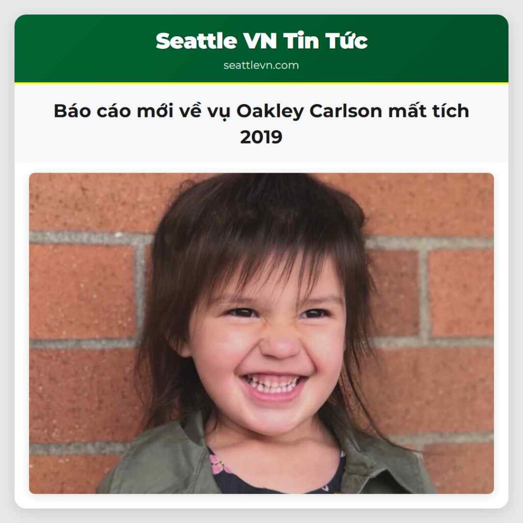 Báo cáo mới về vụ Oakley Carlson mất tích 2019