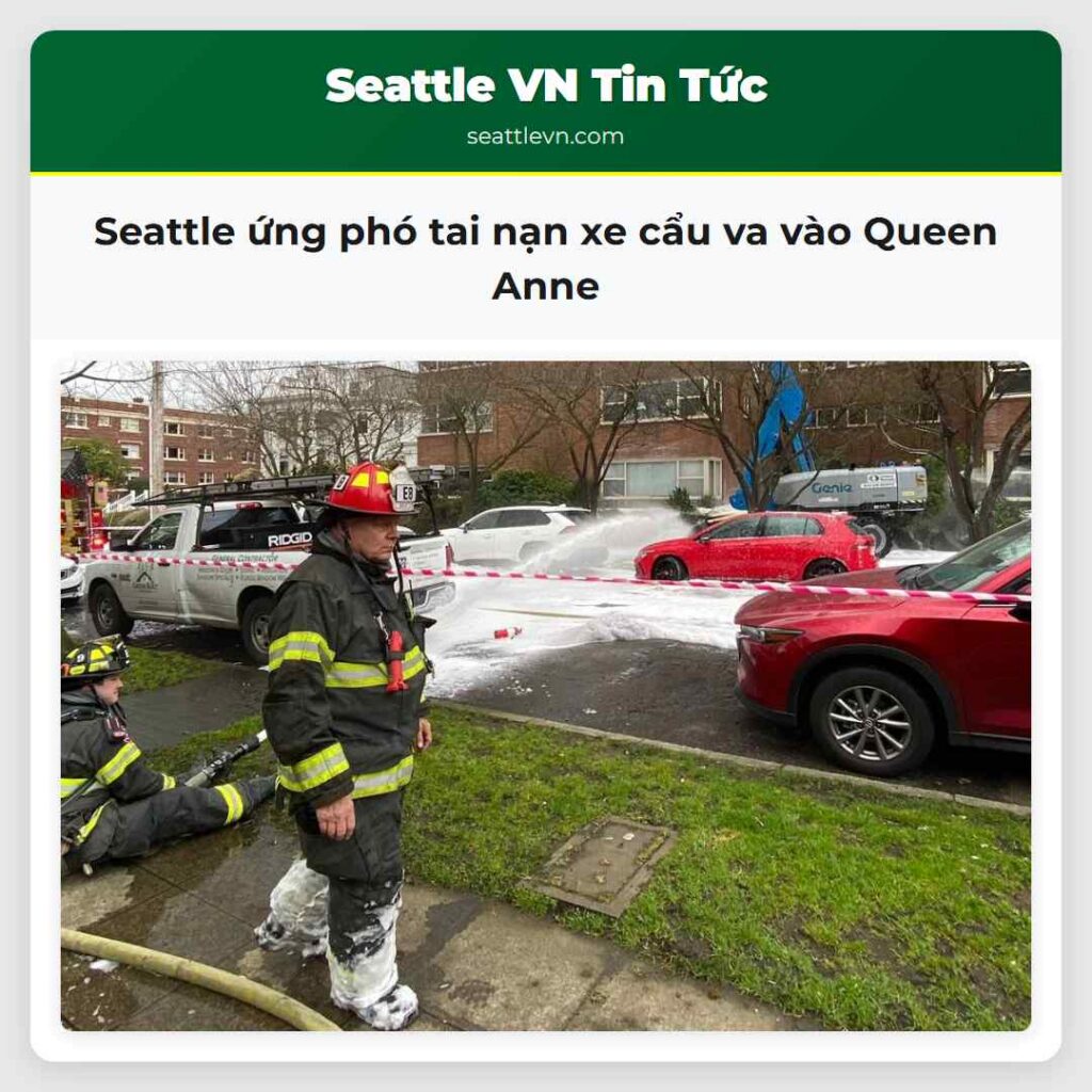 Seattle ứng phó tai nạn xe cẩu va vào Queen Anne
