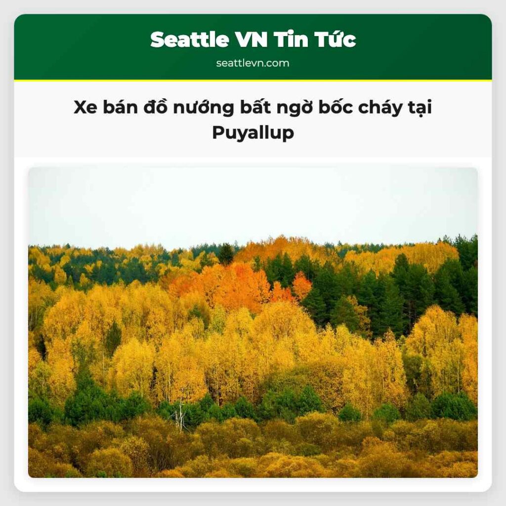 Xe bán đồ nướng bất ngờ bốc cháy tại Puyallup