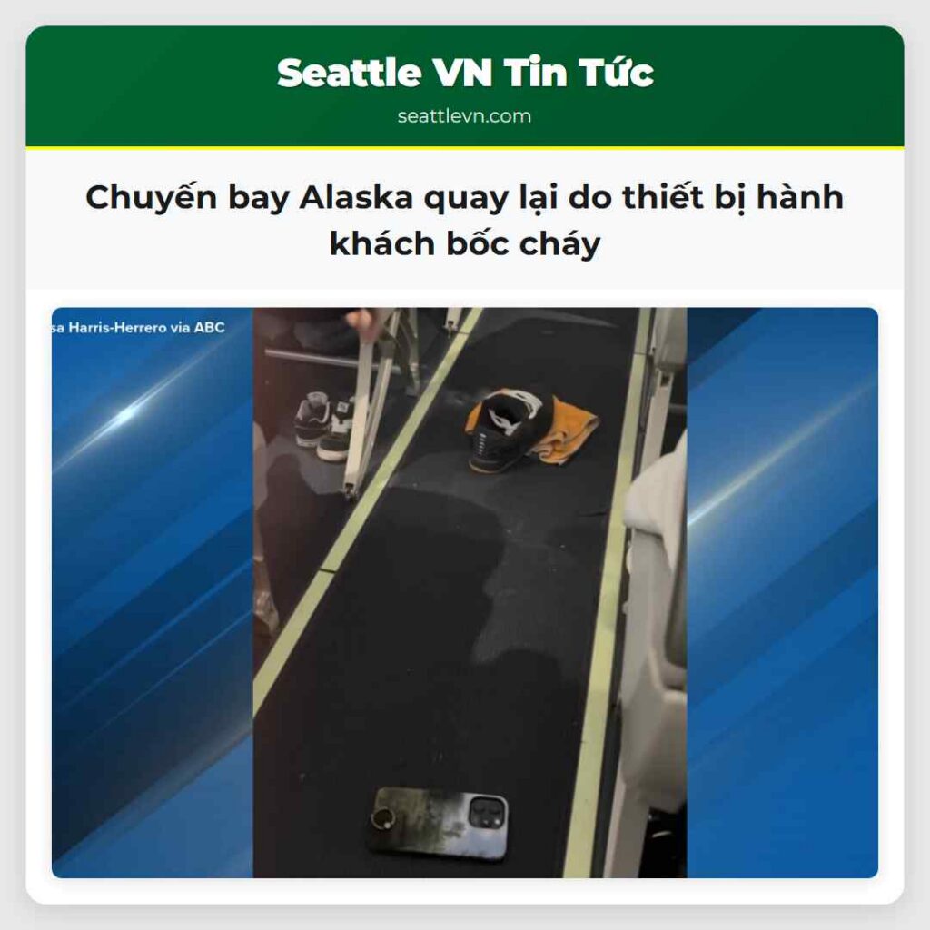 Chuyến bay Alaska quay lại do thiết bị hành khách