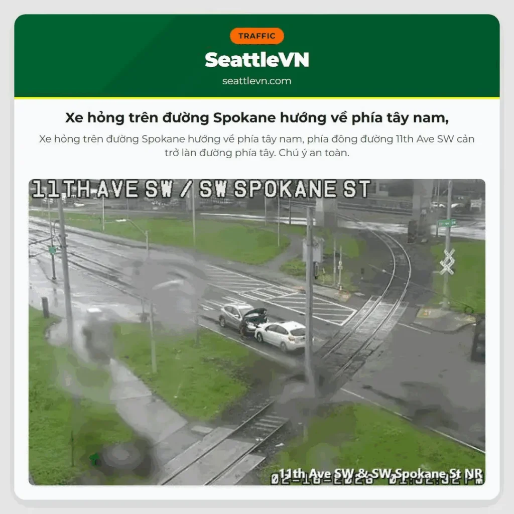 Xe hỏng trên đường Spokane hướng về phía tây nam,
