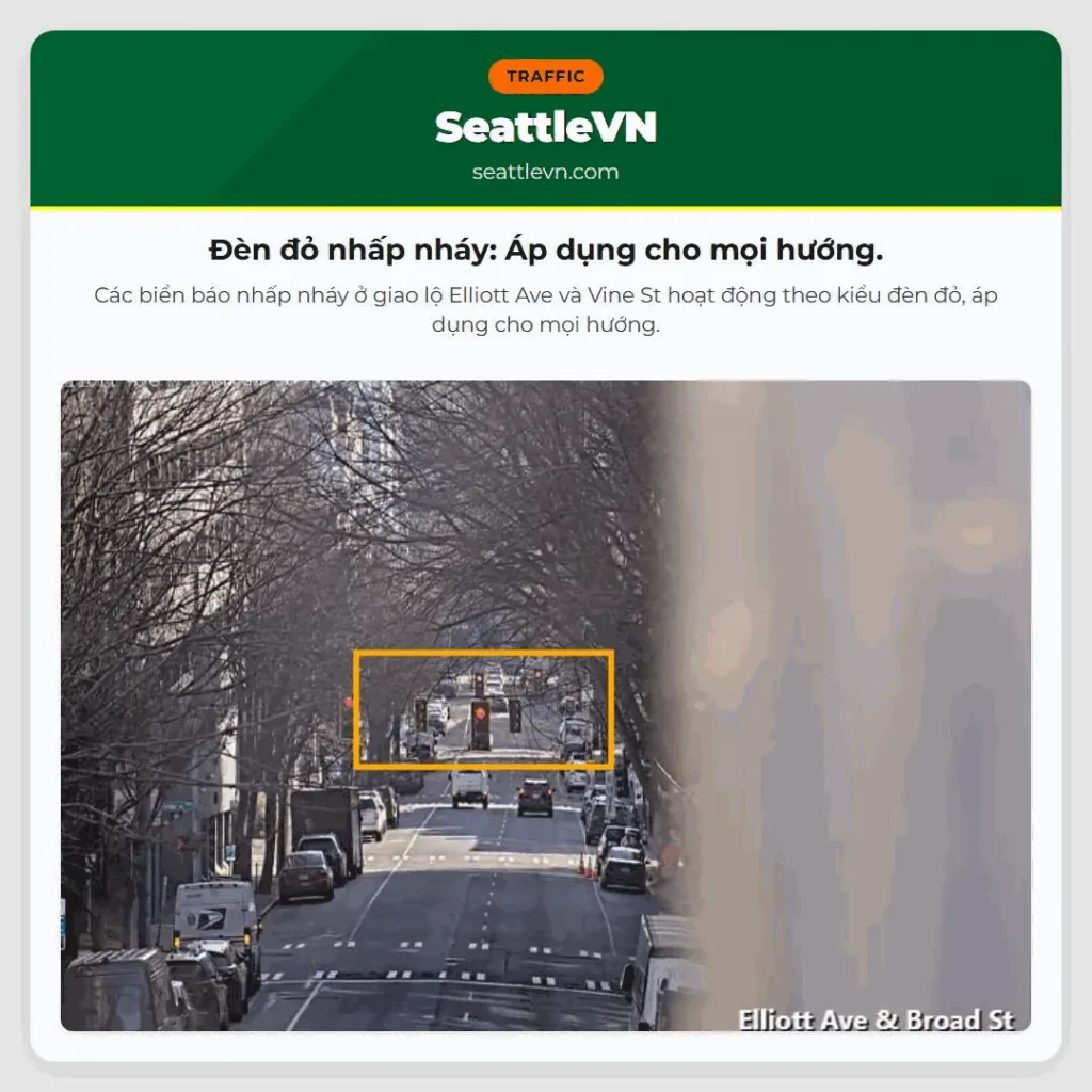 Đèn đỏ nhấp nháy: Áp dụng cho mọi hướng.