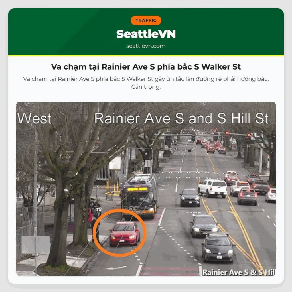 Va chạm tại Rainier Ave S phía bắc S Walker St