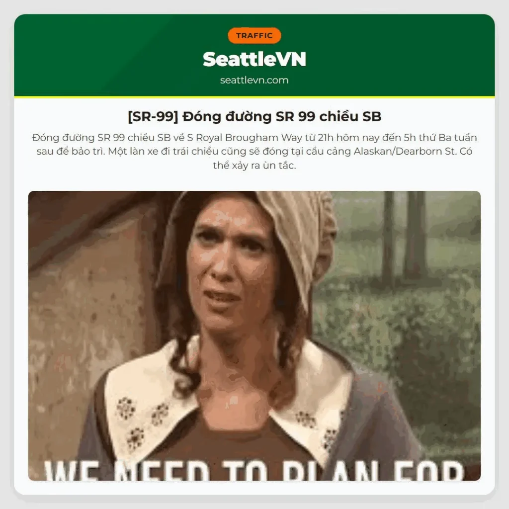 [SR-99] Đóng đường SR 99 chiều SB