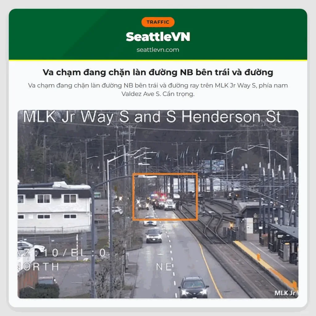 Va chạm đang chặn làn đường NB bên trái và đường