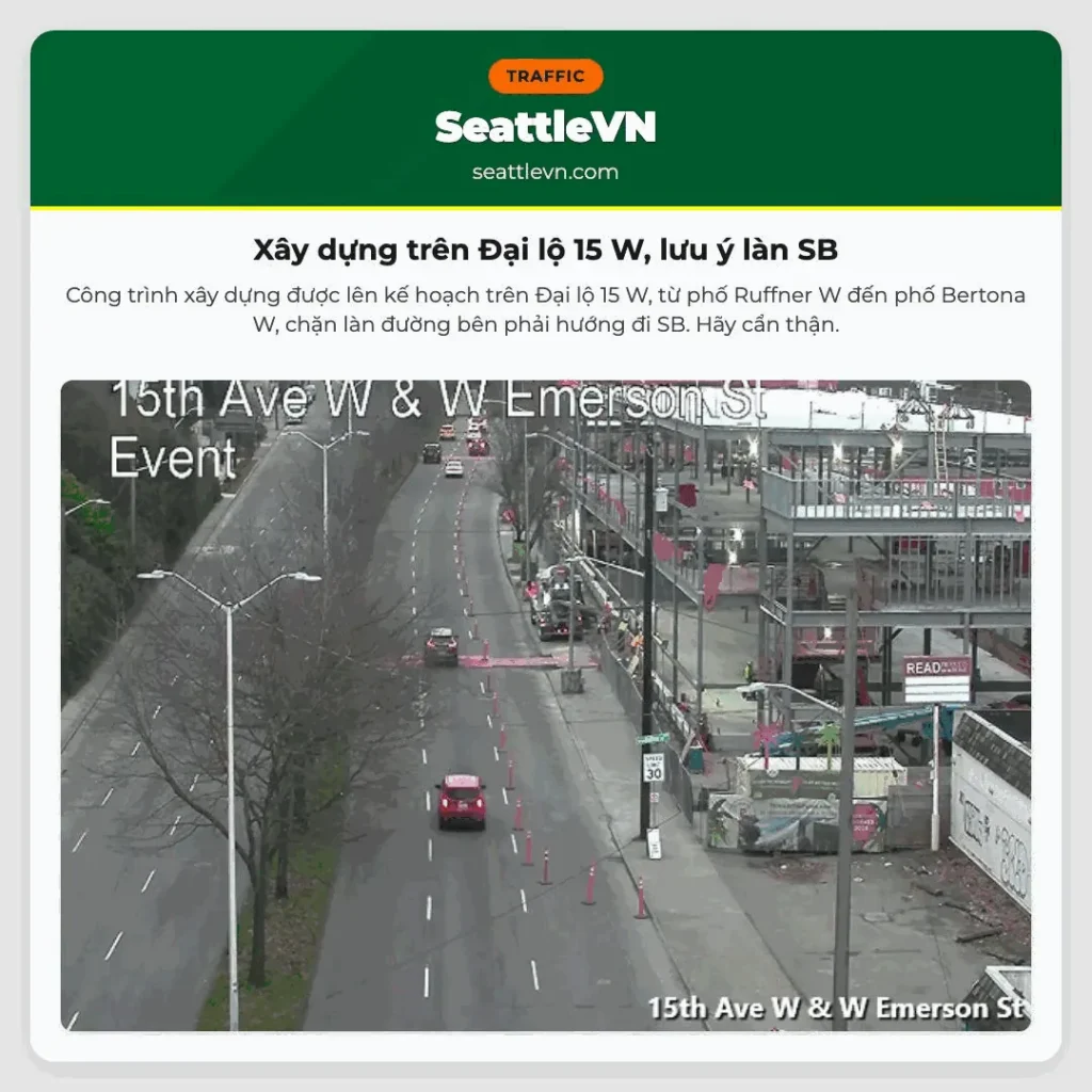 Xây dựng trên Đại lộ 15 W, lưu ý làn SB