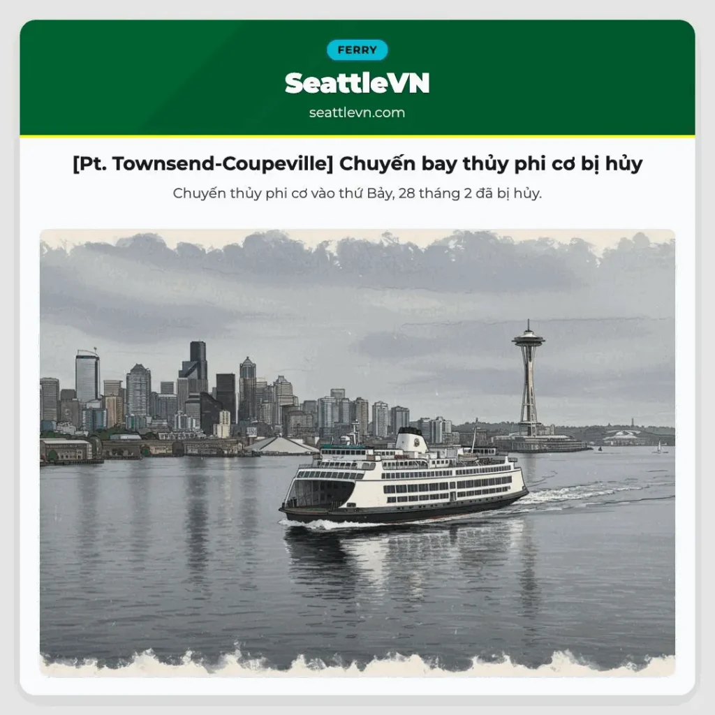 [Pt. Townsend-Coupeville] Chuyến bay thủy phi cơ bị hủy