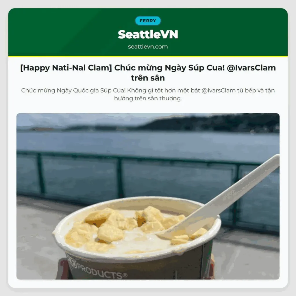 [Happy Nati-Nal Clam] Chúc mừng Ngày Súp Cua! @IvarsClam trên sân
