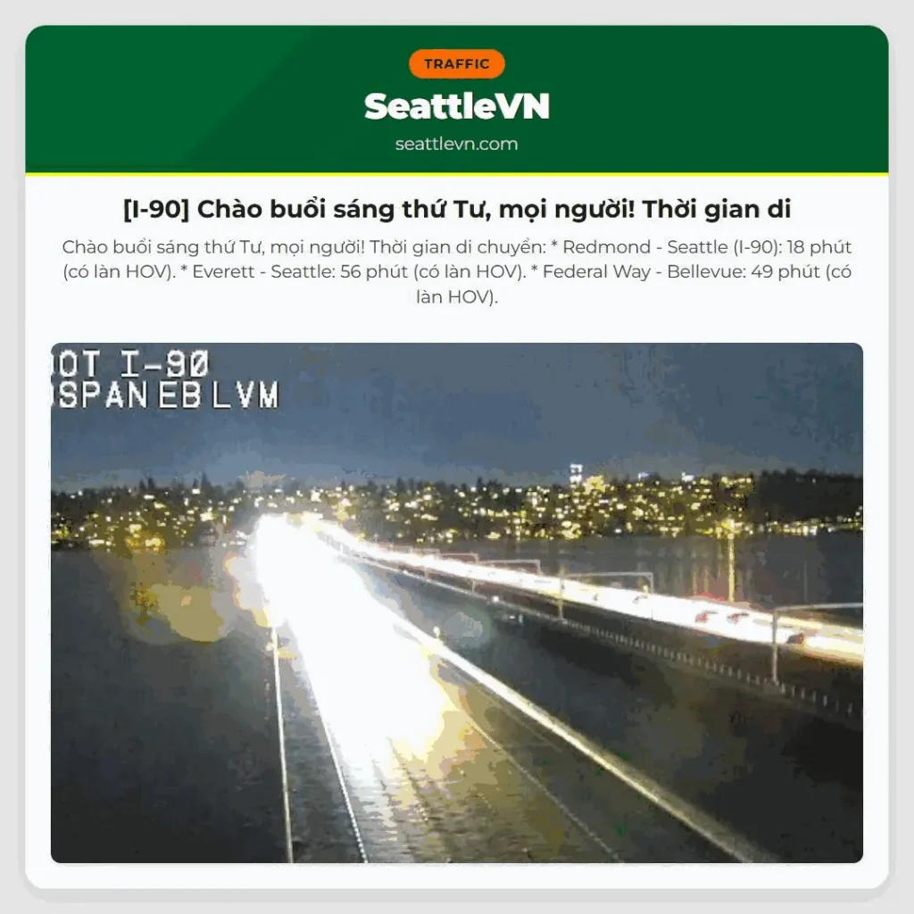 [I-90] Chào buổi sáng thứ Tư, mọi người! Thời gian di