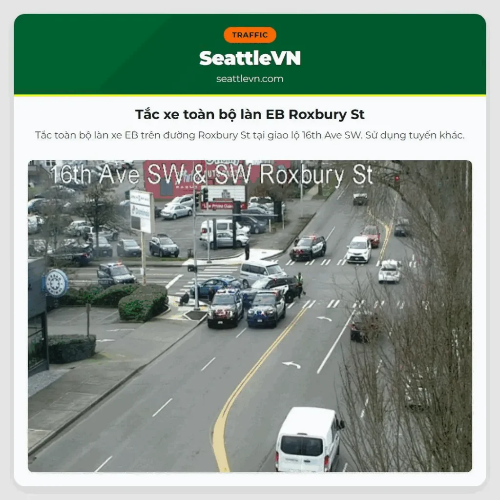 Tắc xe toàn bộ làn EB Roxbury St