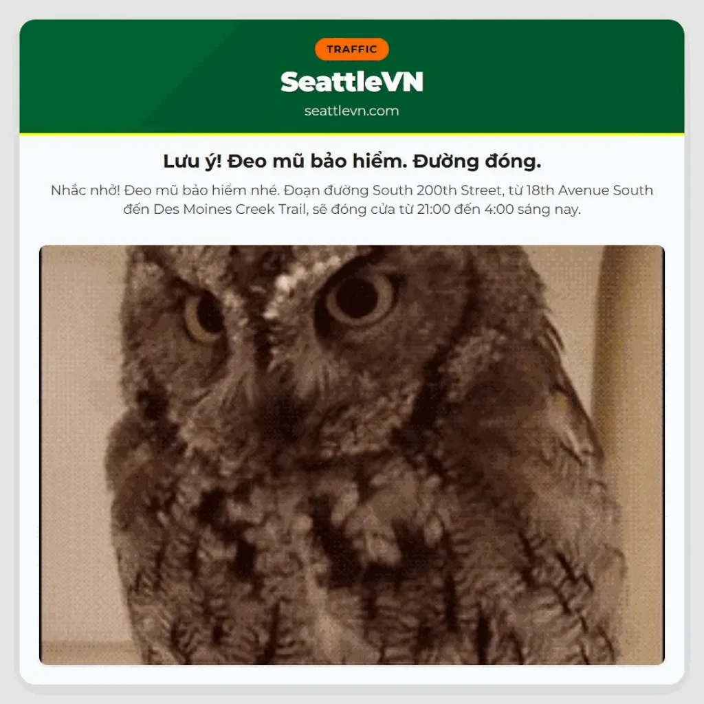 Lưu ý! Đeo mũ bảo hiểm. Đường đóng.