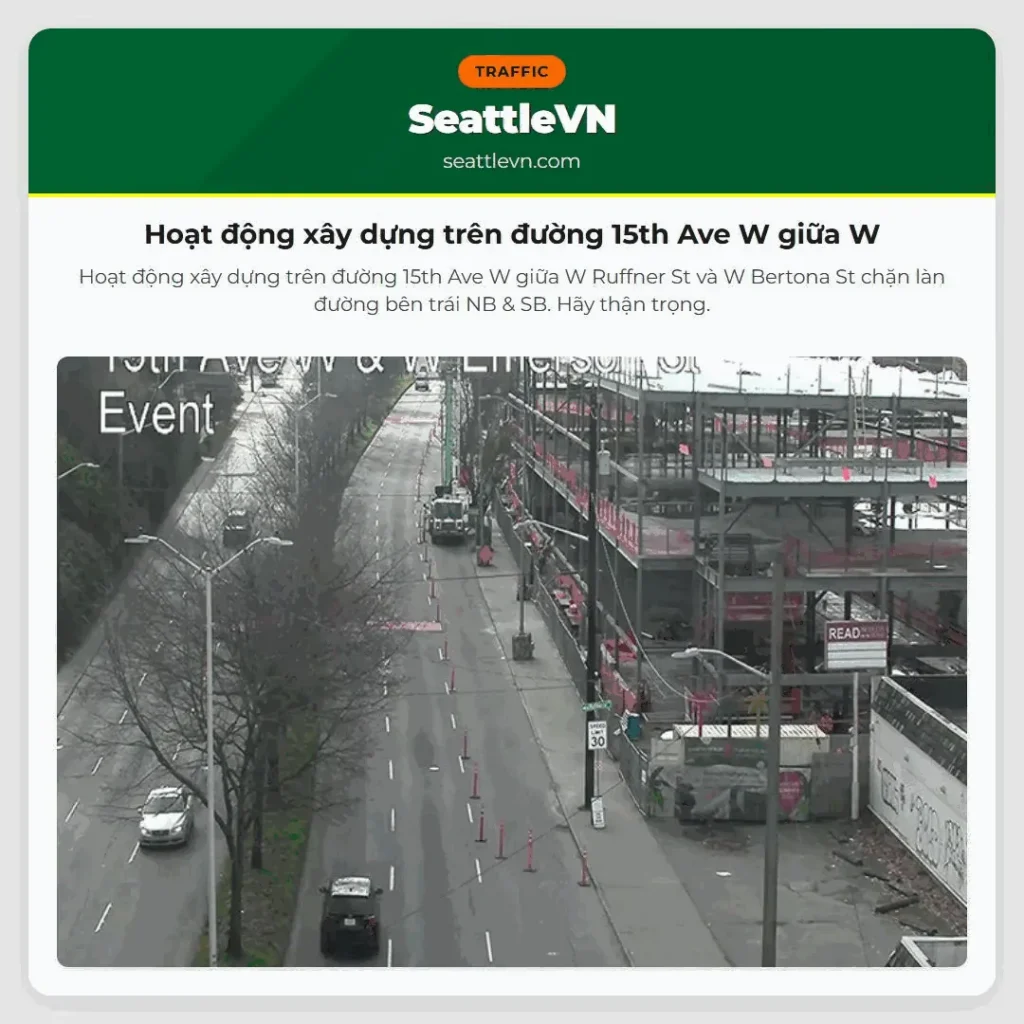 Hoạt động xây dựng trên đường 15th Ave W giữa W