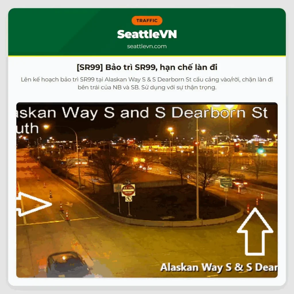 [SR99] Bảo trì SR99, hạn chế làn đi
