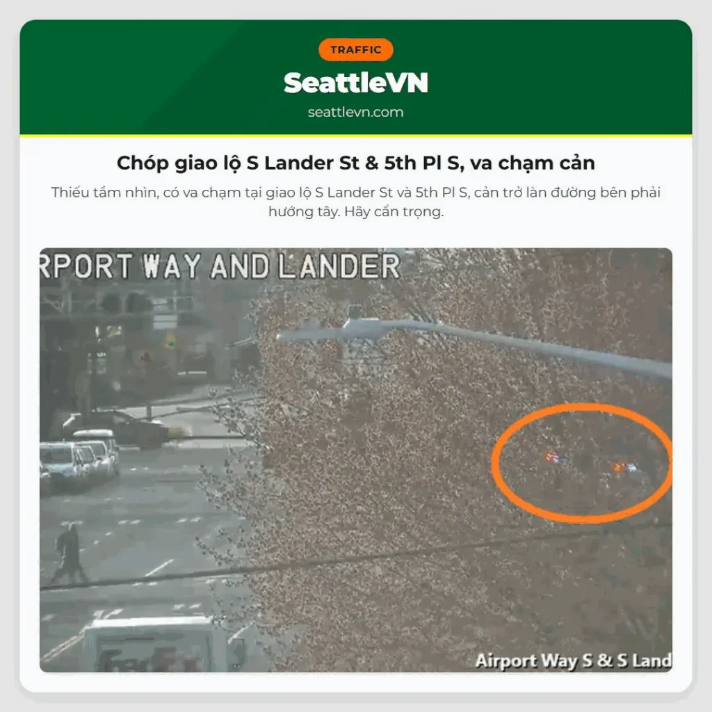 Chóp giao lộ S Lander St & 5th Pl S, va chạm cản